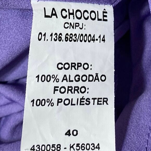 La Chocole Women's Purple High Waisted Wide Leg Trousers Cargo Pants Size 40 - Picture 5 of 5